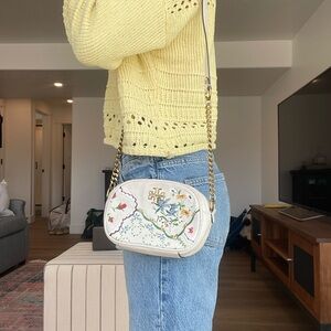 Tory Burch White Floral Crossbody Bag